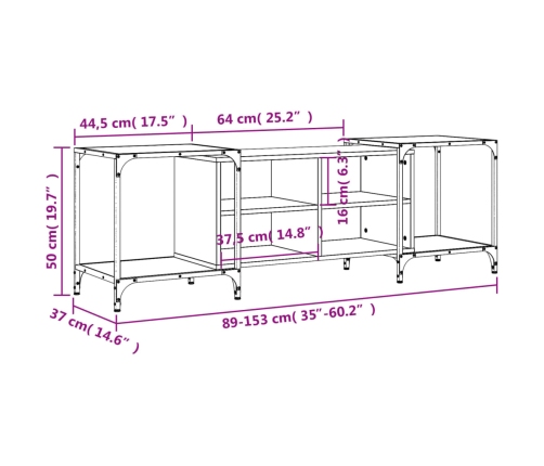 Mueble de TV madera de ingeniería roble Sonoma 153x37x50 cm