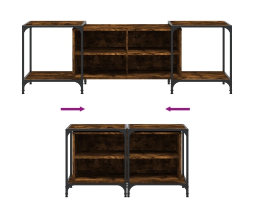 Mueble de TV madera de ingeniería roble ahumado 153x37x50 cm