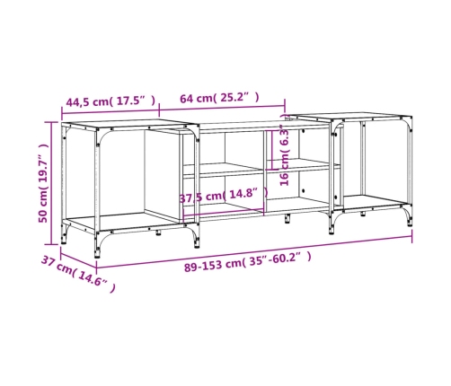 Mueble de TV madera de ingeniería roble ahumado 153x37x50 cm