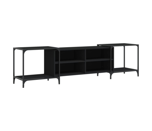 Mueble de TV madera de ingeniería negro 203x37x50 cm