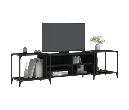 Mueble de TV madera de ingeniería negro 203x37x50 cm