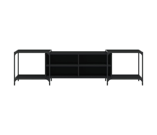 Mueble de TV madera de ingeniería negro 203x37x50 cm