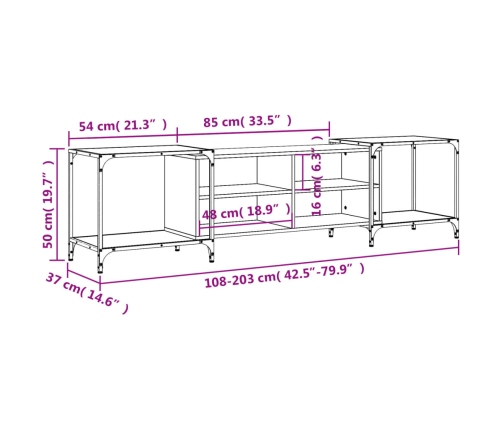 Mueble de TV madera de ingeniería roble ahumado 203x37x50 cm