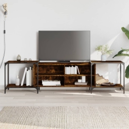 Mueble de TV madera de ingeniería roble ahumado 203x37x50 cm