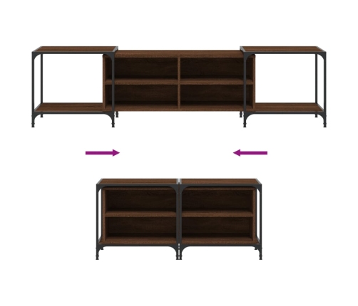 Mueble de TV madera de ingeniería marrón roble 203x37x50 cm