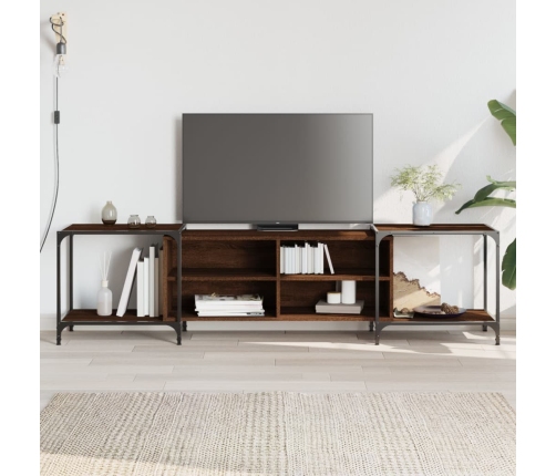 Mueble de TV madera de ingeniería marrón roble 203x37x50 cm