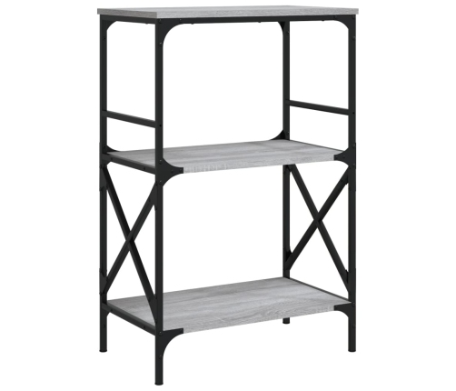 Librería 3 estantes madera ingeniería gris Sonoma 59x35x90,5 cm