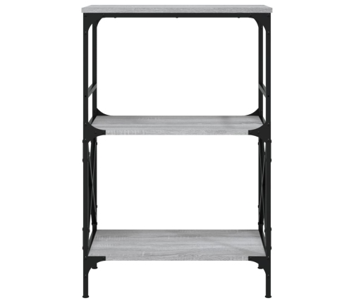 vidaXL Librería 3 estantes madera ingeniería gris Sonoma 59x35x90,5 cm