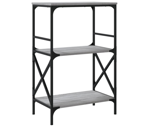 Librería 3 estantes madera ingeniería gris Sonoma 59x35x90,5 cm