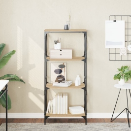 Librería 4 estantes madera ingeniería roble Sonoma 59x35x132 cm