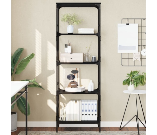 vidaXL Librería de 5 estantes madera ingeniería negro 59x35x171 cm