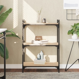 Librería 3 estantes madera ingeniería roble Sonoma 60x30x86 cm