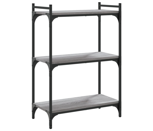 Librería 3 estantes madera ingeniería gris Sonoma 60x30x86 cm