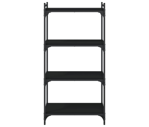 Librería de 4 estantes madera de ingeniería negro 60x30x120 cm