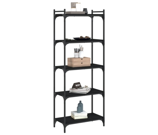 Librería de 5 estantes madera de ingeniería negro 60x30x154 cm