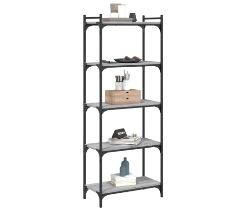 Librería 5 estantes madera ingeniería gris Sonoma 60x30x154 cm