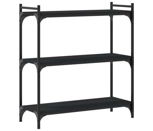 Librería de 3 estantes madera de ingeniería negro 80x30x86 cm