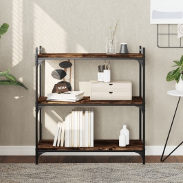 Librería 3 estantes madera ingeniería roble ahumado 80x30x86 cm