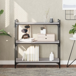 Librería 3 estantes madera ingeniería gris Sonoma 80x30x86 cm