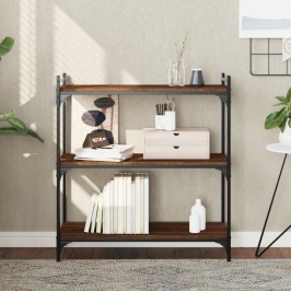 Librería 3 estantes madera ingeniería roble marrón 80x30x86 cm
