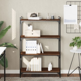 Librería 4 estantes madera ingeniería roble marrón 80x30x120 cm