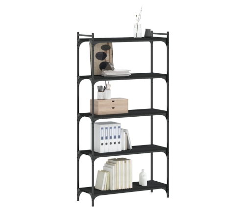 Librería de 5 estantes madera de ingeniería negro 80x30x154 cm