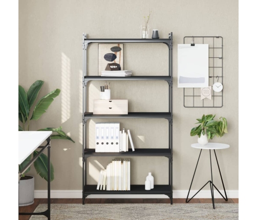 Librería de 5 estantes madera de ingeniería negro 80x30x154 cm