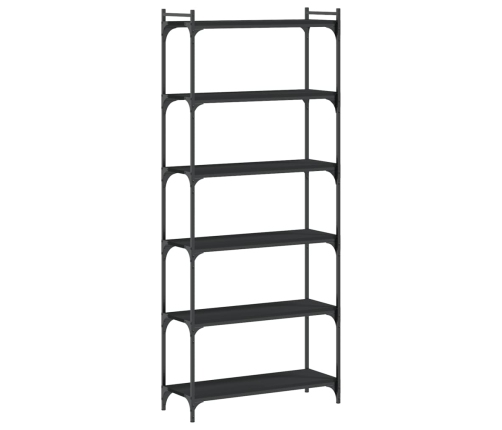 Librería de 6 estantes madera de ingeniería negro 80x30x188 cm