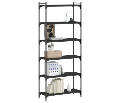 Librería de 6 estantes madera de ingeniería negro 80x30x188 cm