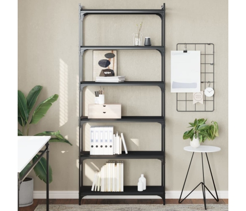 Librería de 6 estantes madera de ingeniería negro 80x30x188 cm