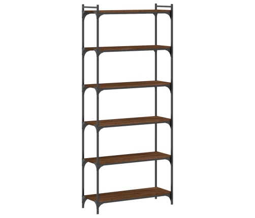 Librería 6 estantes madera ingeniería roble marrón 80x30x188 cm