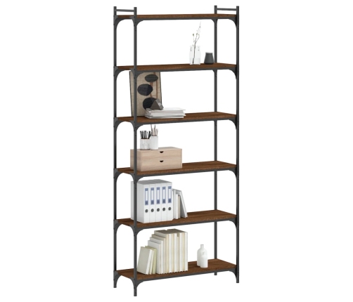 Librería 6 estantes madera ingeniería roble marrón 80x30x188 cm