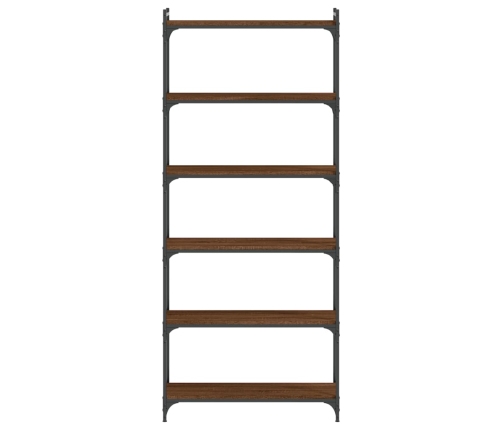 Librería 6 estantes madera ingeniería roble marrón 80x30x188 cm