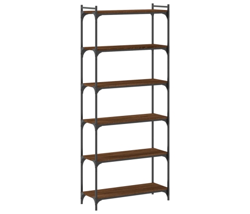 Librería 6 estantes madera ingeniería roble marrón 80x30x188 cm