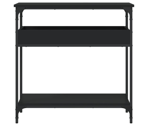 Mesa consola con estante madera ingeniería negra 75x29x75 cm