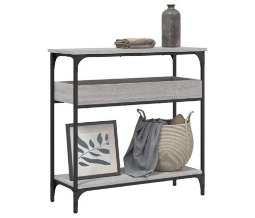 Mesa consola estante madera ingeniería Sonoma gris 75x29x75 cm