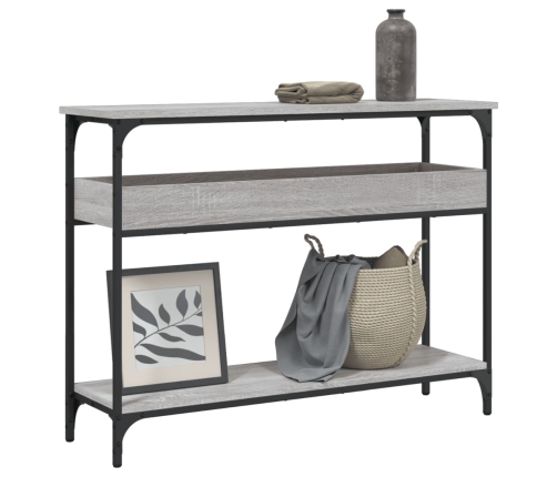 Mesa consola estante madera ingeniería Sonoma gris 100x29x75 cm