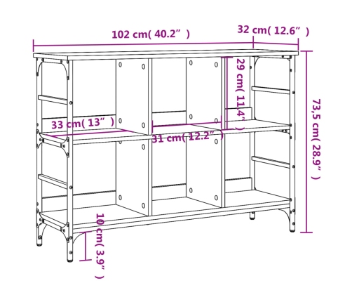 Aparador de madera de ingeniería negro 102x32x73,5 cm