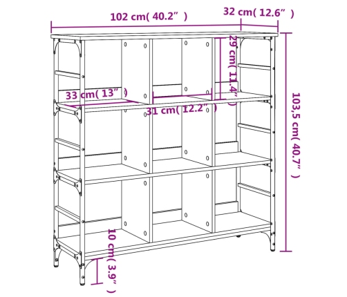 Aparador de madera de ingeniería negro 102x32x103,5 cm