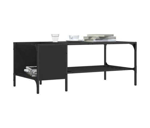 Mesa de centro con estante madera ingeniería negro 100x51x40 cm