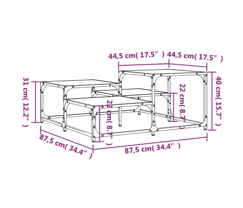 Mesa de centro madera de ingeniería negra 87,5x87,5x40 cm