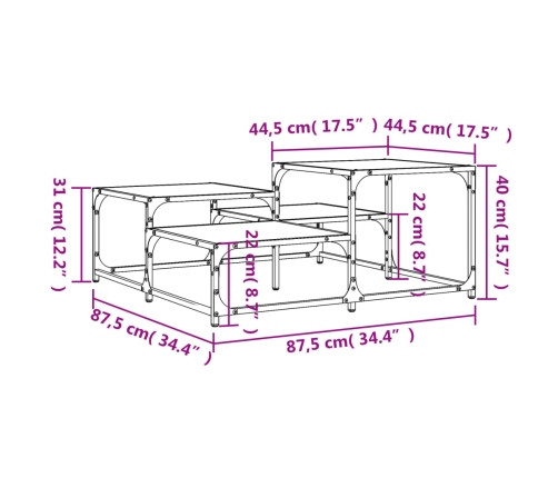 Mesa de centro madera ingeniería roble marrón 87,5x87,5x40 cm