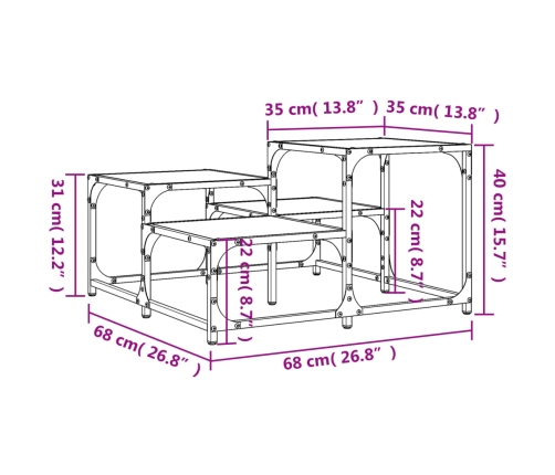 Mesa de centro madera de ingeniería negro 68x68x40 cm