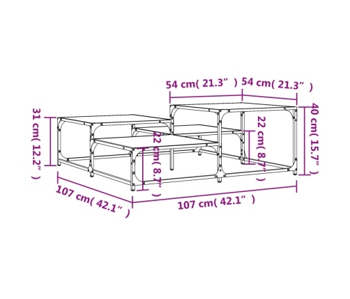 vidaXL Mesa de centro madera de ingeniería negro 107x107x40 cm