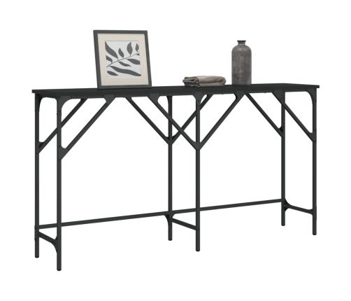 Mesa consola madera de ingeniería negra 140x29x75 cm