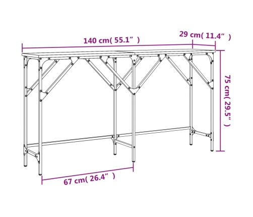 Mesa consola madera de ingeniería roble Sonoma 140x29x75 cm