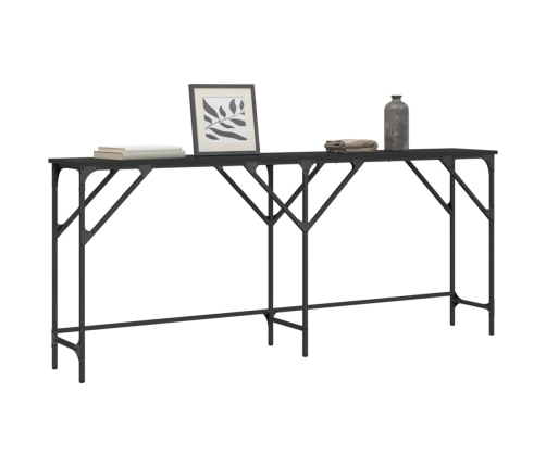 Mesa consola madera de ingeniería negra 180x29x75 cm