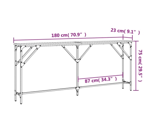 Mesa consola madera de ingeniería roble Sonoma 180x23x75 cm