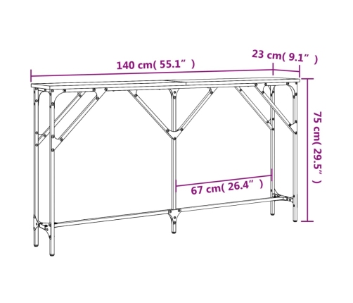 Mesa consola madera de ingeniería negro 140x23x75 cm