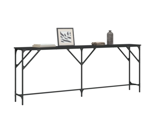 Mesa consola madera de ingeniería negra 200x29x75 cm